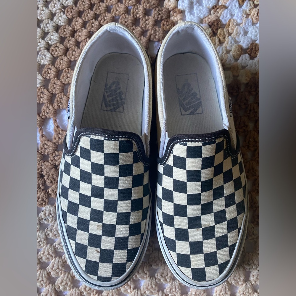 Vans Black and White Checkerboard Slip-Ons